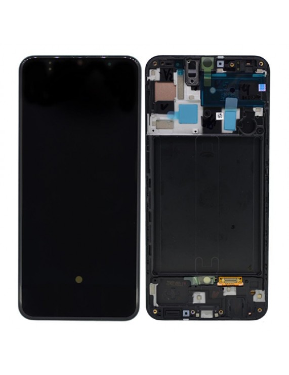 Γνήσια Original Samsung Galaxy A50 2019 (SM-A505F) Super AMOLED Οθόνη LCD Display Screen + Touch Screen DIgitizer Μηχανισμός Αφής + Frame Πλαίσιο GH82-19204A, GH82-19713A Black (Service Pack By Samsung)