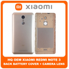 HQ OEM Συμβατό Για Xiaomi Redmi Note 3 (2015116, 2015161) Rear Back Battery Cover Πίσω Κάλυμμα Καπάκι Μπαταρίας + Camera Lens Τζαμάκι Κάμερας Gold Χρυσό (Premium A+​)