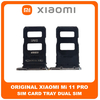 Γνήσια Original Xiaomi Mi 11 Pro, Xiaomi Mi 11Pro (M2102K1AC) Sim Card Tray Dual Sim Υποδοχέας Θήκης Κάρτας Sim Black Μαύρο (Service Pack By Xiaomi)