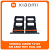 Γνήσια Original Xiaomi 12 (2201123G, 2201123C), Xiaomi12X (2112123AC, 2112123AG) Sim Card Tray Dual Sim Υποδοχέας Θήκης Κάρτας Sim Gray Μαύρο (Service Pack By Xiaomi)