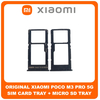 Γνήσια Original Xiaomi Poco M3 Pro 5G (M2103K19PG, M2103K19PI) SIM Card Tray + Micro SD Tray Slot Υποδοχέας Βάση Θήκη Κάρτας SIM Power Black Μαύρο (Service Pack By Xiaomi)