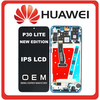 HQ OEM Συμβατό Για Huawei P30 Lite New Edition 2020(Marie-L21BX, MAR-LX2B, HWV33) IPS LCD Display Screen Assembly Οθόνη + Touch Screen Digitizer Μηχανισμός Αφής + Frame Bezel Πλαίσιο Σασί Peacock Blue Μπλε (Grade AAA+++)