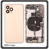HQ OEM Apple Iphone 11 Pro, Iphone11 Pro (A2215, A2160, A2217) BACK BATTERY COVER MIDDLE FRAME- HOUSING ΚΑΠΑΚΙ ΜΠΑΤΑΡΙΑΣ- ΣΑΣΙ + ΠΛΑΙΝΑ ΠΛΗΚΤΡΑ SIDE KEYS + ΘΗΚΗ ΚΑΡΤΑΣ SIM HOLDER GOLD (Grade AAA+++)
