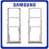 Γνήσια Original Samsung Galaxy A71, GalaxyA71 (SM-A715F, SM-A715F/DS) SIM Card Tray + Micro SD Tray Slot Υποδοχέας Βάση Θήκη Κάρτας SIM Prism Crush Silver Ασημί GH98-44757B (Service Pack By Samsung)