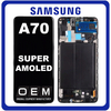 HQ OEM Συμβατό Με Samsung Galaxy A70 (SM-A705F, SM-A705FN) Super AMOLED LCD Display Screen Assembly Οθόνη + Touch Screen Digitizer Μηχανισμός Αφής + Frame Bezel Πλαίσιο Σασί Black Μαύρο (Premium A+)