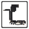Γνήσια Original Apple iPhone 15 Pro, iPhone 15Pro (A2848, A3101) Charging Dock Connector Type C Flex Καλωδιοταινία Κονέκτορας Φόρτισης + Microphone Μικρόφωνο Black Μαύρο Pulled
