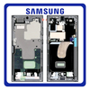 Γνήσια Original Samsung Galaxy S23 Ultra 5G (SM-S918B, SM-S918B/DS) LCD Front Housing LCD Middle Frame Bezel Plate Μεσαίο Πλαίσιο Graphite / Red GH96-15833E (Service Pack By Samsung)