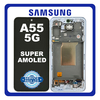 Γνήσια Original Samsung Galaxy A55 5G (SM-A556V, SM-A556B) Super AMOLED LCD Display Screen Assembly Οθόνη + Touch Screen Digitizer Μηχανισμός Αφής + Frame Bezel Πλαίσιο Σασί Ice Blue Μπλε GH82-34305B (Service Pack By Samsung)