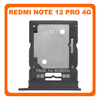 Γνήσια Original Xiaomi Redmi Note 12 4G (23021RAAEG, 23021RAA2Y) SIM Card Tray + Micro SD Tray Slot Υποδοχέας Βάση Θήκη Κάρτας SIM Onyx Gray Μαύρο (Service Pack By Xiaomi)