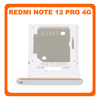 Γνήσια Original Xiaomi Redmi Note 12 4G (23021RAAEG, 23021RAA2Y) SIM Card Tray + Micro SD Tray Slot Υποδοχέας Βάση Θήκη Κάρτας Silver Ασημί (Service Pack By Xiaomi)