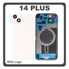 HQ OEM Συμβατό Με Apple iPhone 14 Plus, iPhone 14+ (A2886, A2632, A2885) Rear Back Battery Cover Πίσω Κάλυμμα Καπάκι Πλάτη Μπαταρίας + Metal Plate + Camera Lens Τζαμάκι Κάμερας + Magsafe Starlight Άσπρο (Premium A+)