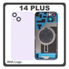 HQ OEM Συμβατό Με Apple iPhone 14 Plus, iPhone 14+ (A2886, A2632, A2885) Rear Back Battery Cover Πίσω Κάλυμμα Καπάκι Πλάτη Μπαταρίας + Metal Plate + Camera Lens Τζαμάκι Κάμερας + Magsafe Purple Μωβ (Premium A+)