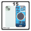 HQ OEM Συμβατό Με iPhone 15 , iPhone15 (A3090, A2846) Rear Back Battery Cover Πίσω Κάλυμμα Καπάκι Πλάτη Μπαταρίας + Metal Plate + Camera Lens Τζαμάκι Κάμερας + Magsafe Green Πράσινο (Premium A+)