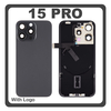 HQ OEM Συμβατό Με Apple iPhone 15 Pro, iPhone 15Pro (A2848, A3101) Rear Back Battery Cover Πίσω Κάλυμμα Καπάκι Πλάτη Μπαταρίας + Metal Plate + Camera Lens Τζαμάκι Κάμερας + Magsafe + NFC Black Titanium Μαύρο (Premium A+)