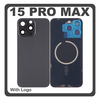HQ OEM Συμβατό Με Apple iPhone 15 Pro Max, iPhone 15 ProMax (A2849, A3105) Rear Back Battery Cover Πίσω Κάλυμμα Καπάκι Πλάτη Μπαταρίας + Metal Plate + Camera Lens Τζαμάκι Κάμερας + Magsafe Black Μαύρο (Premium A+)