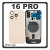 HQ OEM Συμβατό Με Apple iPhone 16 Pro, iPhone 16Pro (A3293, A3083) Rear Back Battery Cover Πίσω Κάλυμμα Καπάκι Πλάτη Μπαταρίας + Metal Plate + Camera Lens Τζαμάκι Κάμερας + Magsafe Desert Titanium Χρυσό (Premium A+)