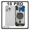 HQ OEM Συμβατό Με Apple iPhone 16 Pro, iPhone 16Pro (A3293, A3083) Rear Back Battery Cover Πίσω Κάλυμμα Καπάκι Πλάτη Μπαταρίας + Metal Plate + Camera Lens Τζαμάκι Κάμερας + Magsafe Natural Titanium Γκρι (Premium A+)