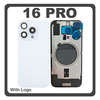 HQ OEM Συμβατό Με Apple iPhone 16 Pro, iPhone 16Pro (A3293, A3083) Rear Back Battery Cover Πίσω Κάλυμμα Καπάκι Πλάτη Μπαταρίας + Metal Plate + Camera Lens Τζαμάκι Κάμερας + Magsafe White Titanium Άσπρο (Premium A+)