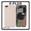 HQ OEM Συμβατό Με Apple iPhone 8+, iPhone 8 Plus (A1864, A1897) Rear Back Battery Cover Middle Frame- Housing Πίσω Κάλυμμα Καπάκι Πλάτη Μπαταρίας + Power Button + Volume Button Flex Cable + Sim Card Tray + Flashlight Flex + NFC Gold Χρυσό (Premium A+)