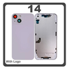 HQ OEM Συμβατό Με Apple iPhone 14, iPhone14 (A2882, A2649) Rear Back Battery Cover Middle Frame + Housing Πίσω Κάλυμμα Καπάκι Πλάτη Μπαταρίας - Σασί + Camera Lens Τζαμάκι Κάμερας + Side Keys  + Sim Tray Θήκη Κάρτας + Flashlight + NFC Purple Μωβ (Premium A+)