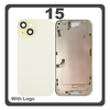 HQ OEM Συμβατό Με iPhone 15 , iPhone15 (A3090, A2846) Rear Back Battery Cover Middle Frame + Housing Πίσω Κάλυμμα Καπάκι Πλάτη Μπαταρίας - Σασί + Camera Lens Τζαμάκι Κάμερας + Side Keys Πλαινά πλήκτρα  + Sim Tray Θήκη Κάρτας Yellow Κίτρινο (Premium A+)