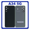 HQ OEM Συμβατό Με Samsung Galaxy A34 5G (SM-A346E, SM-A346B) Rear Back Battery Cover + Camera Lens Πίσω Κάλυμμα Καπάκι Πλάτη Μπαταρίας + Τζαμάκι Κάμερας Black Μαύρο (Premium A+)