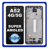 Original Γνήσιο Samsung Galaxy A52 4G A525 A52 5G A526 (A525F, A525F/DS, A526B, A526B/DS) AMOLED LCD Display Screen Assembly Οθόνη + Touch Digitizer Μηχανισμός Αφής + Frame Bezel Πλαίσιο Σασί Blue Μπλε GH82-25524B GH82-25526B GH82-25754B (Service Pack By Samsung)