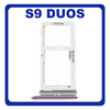 Original Γνήσιο Samsung Galaxy S9 Duos, S9Duos G960FD G960F/DS SIM Tray + Micro SD Tray Βάση Θήκη Κάρτας Purple Μωβ GH98-42650B (Service Pack By Samsung)