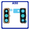 Γνήσια Original Samsung Galaxy A50, Galaxy A 50 (SM-A505F, SM-A505FN) Rear Back Camera Frame Πίσω Πλαίσιο Κάμερας + Lens Τζαμάκι Κάμερας Coral Κοραλλί GH98-44064D​ (Service Pack By Samsung)