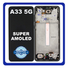 Γνήσια Original Samsung Galaxy A33 5G, GalaxyA33 5G (SM-A336E, SM-A336B) Super AMOLED LCD Display Screen Assembly Οθόνη + Touch Screen Digitizer Μηχανισμός Αφής + Frame Bezel Πλαίσιο Σασί Black Μαύρο GH82-28143A GH82-28144A (Service Pack By Samsung)