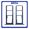 Γνήσια Original Samsung Galaxy A03s (SM-A037G, SM-A037U​) SIM Card Tray + Micro SD Tray Slot Υποδοχέας Βάση Θήκη Κάρτας SIM Blue Μπλε GH81-21255A (Service Pack By Samsung)