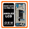 HQ OEM Συμβατή Με Redmi Note 13 Pro 5G (2312DRA50C, 2312CRAD3C), AMOLED LCD Display Screen Assembly Οθόνη + Touch Screen Digitizer Μηχανισμός Αφής + Frame Bezel Πλαίσιο Σασί Midnight Black Μαύρο (Bulk)