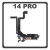 iPhone 14 Pro (A2890, A2650) Lightning USB Charging Dock Connector Lightning Flex Καλωδιοταινία Κονέκτορας Φόρτισης + Microphone Μικρόφωνο Gold Χρυσό (Pulled)
