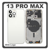 HQ OEM Συμβατό Με Apple iPhone 13 Pro Max (A2643, A2484) Rear Back Battery Cover Middle Frame- Housing Πίσω Κάλυμμα Καπάκι Πλάτη Μπαταρίας + Power Button + Volume Button Flex Cable + Sim Card Tray + Flashlight Flex + NFC White Λευκό (Premium A+