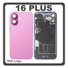 HQ OEM Συμβατό Με Apple iPhone 16 Plus, iPhone 16+ (A3290, A3082) Rear Back Battery Cover + Middle Frame - Housing + Camera Lens + Magsafe + NFC + Flashlight Flex Pink Ροζ (Premium A+)