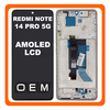 HQ OEM Συμβατό Με Xiaomi Redmi Note 14 Pro 5G (24090RA29G) AMOLED LCD Display Screen Assembly Οθόνη + Touch Screen Digitizer Μηχανισμός Αφής + Frame Bezel Πλαίσιο Σασί Purple Μωβ​ (Premium A+)