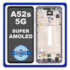 Γνήσια Original Samsung Galaxy A52s 5G (SM-A528B, SM-A528B/DS) Super AMOLED LCD Display Screen Assembly Οθόνη + Touch Screen Digitizer Μηχανισμός Αφής + Frame Bezel Πλαίσιο Σασί Violet Βιολετή GH82-26861C (Service Pack By Samsung)