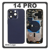 HQ OEM Συμβατό Με Apple iPhone 14 Pro (A2890, A2650) Rear Back Battery Cover Middle Frame- Housing Πίσω Κάλυμμα Καπάκι Πλάτη Μπαταρίας + Power Button + Volume Button Flex Cable + Sim Card Tray + Flashlight Flex + NFC Purple Μωβ (Premium A+)