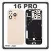 HQ OEM Συμβατό Με Apple iPhone 16 Pro, iPhone 16Pro (A3293, A3083) Rear Back Battery Cover Middle Frame - Housing Πίσω Κάλυμμα Καπάκι Πλάτη Μπαταρίας + Camera Lens Τζαμάκι Κάμερας + Magsafe + NFC + Flashlight Flex Desert Titanium Χρυσό (Premium A+)