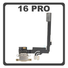 Γνήσια Original For Apple iPhone 16 Pro, iPhone16 Pro (A3293, A3083) Charging Dock Connector Type C Flex Καλωδιοταινία Κονέκτορας Φόρτισης + Microphone Μικρόφωνο Desert Titanium Χρυσό Pulled