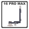 Original for Apple iPhone 16 Pro Max, iPhone 16 Pro Max (A3296, A3084) Charging Dock Connector Type C Flex With Board Καλωδιοταινία Κονέκτορας Φόρτισης + Microphone Μικρόφωνο Desert Titanium Χρυσό Pulled