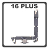 Γνήσια Original For Apple iPhone 16 Plus, iPhone 16+ (A3290, A3082) Charging Dock Connector Type C Flex Καλωδιοταινία Κονέκτορας Φόρτισης + Microphone Μικρόφωνο Black Μαύρο Pulled