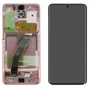 Γνήσια Original Samsung Galaxy S20 5G (SM-G981, SM-G981F), Samsung Galaxy S20 4G (SM-G980, SM-G980F) Dynamic AMOLED Οθόνη LCD Display Screen + Touch Screen DIgitizer Μηχανισμός Αφής + Frame Πλαίσιο GH82-22123C Cloud Pink (Service Pack)