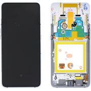 Γνήσια Original Samsung Galaxy A80 (SM-A805F) Super AMOLED Plus Οθόνη LCD Display Screen + Touch Screen DIgitizer Μηχανισμός Αφής + Frame Πλαίσιο GH82-20348B Silver (Service Pack)