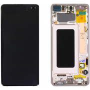 Γνήσια Original Samsung Galaxy S10+ , S10 Plus SM-G975F G975 Super Amoled Οθόνη LCD Display Screen + Touch Screen DIgitizer Μηχανισμός Αφής + Frame Πλαίσιο Yellow-Silver GH82-18849G