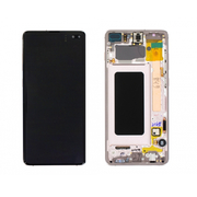 Γνήσια Original Samsung Galaxy S10+ , S10 Plus SM-G975F G975 Οθόνη LCD Display Screen + Touch Screen DIgitizer Μηχανισμός Αφής + Frame Πλαίσιο Ceramic White GH82-18849J GH82-18834J