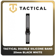 Original Γνήσιο Tactical 702 Double Silicone Band 20mm Smartwatch Bracelet Strap Λουράκι Ζώνη Σιλικόνης Για Ρολόι Black White Μαύρο Άσπρο