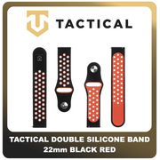 Original Γνήσιο Tactical 711 Double Silicone Band 22mm Smartwatch Bracelet Strap Λουράκι Ζώνη Σιλικόνης Για Ρολόι Black Red Μαύρο Κόκκινο