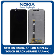 OEM HQ Nokia 8.1 Nokia8.1 , Nokia X7 NokiaX7 (TA-1099, TA-1113, TA-1115, TA-1131, TA-1119, TA-1121, TA-1128) IPS LCD Display Screen Assembly Οθόνη + Touch Screen Digitizer Μηχανισμός Αφής Black Μαύρο (Premium A+)
