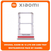 Original Γνήσιο Xiaomi Mi 10 Lite Mi10 Lite (M2002J9G) SIM Tray Cover Assy + Micro SD Tray Slot Υποδοχέας Βάση Θήκη Κάρτας SIM Κάλυμμα White Άσπρο (Service Pack By Xiaomi)
